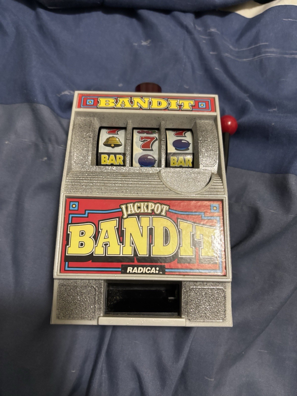 Radica Jackpot Bandit Slot Machine Bank Model 130 • 1990s Vintage Coin Bank