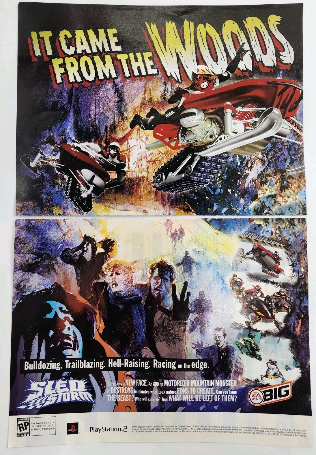 2002 Sled Storm Sony Playstation 2 PS2 Original 2 Page Print Ad Poster Promo Art