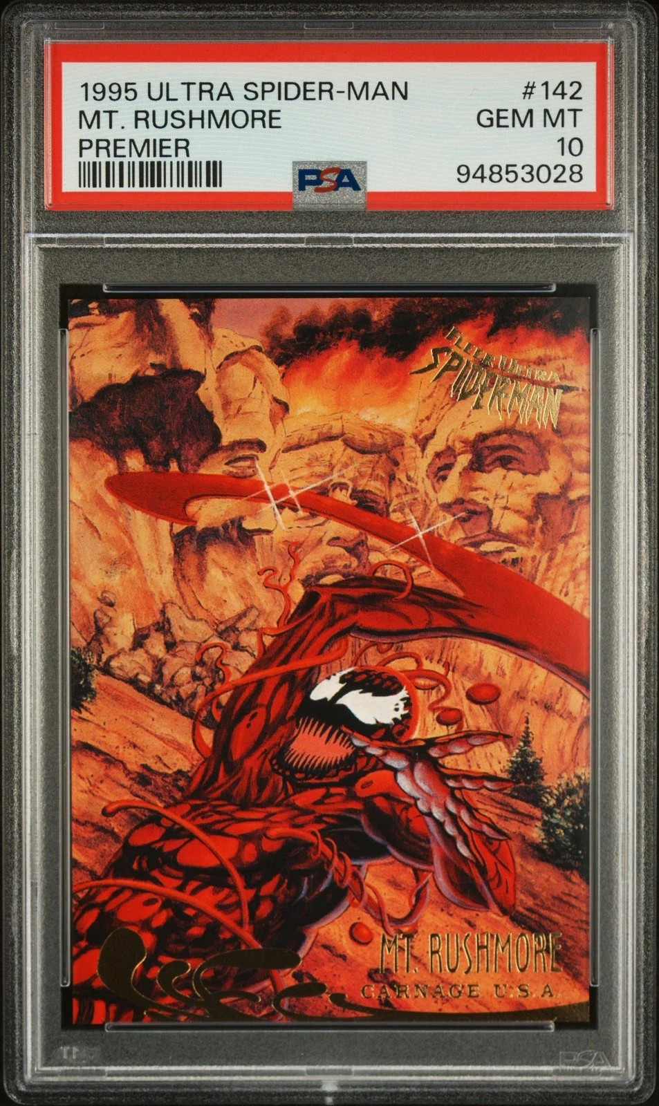 1995 ULTRA SPIDER-MAN PREMIERE #142 MT. RUSHMORE PSA 10