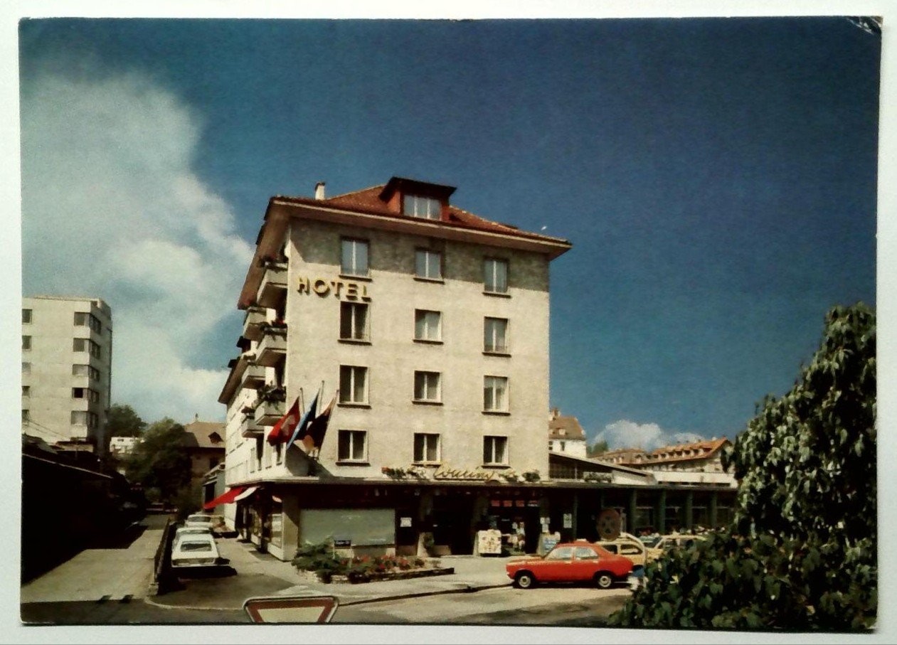 Vintage Photochrome Hotel Touring Bern Switzerland Lithograph Postcard
