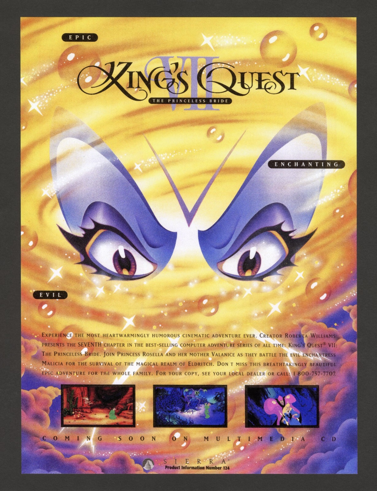 King's Quest VII 7 PC 1994 Sierra Game Promo Ad Wall Art Print Poster - Glossy