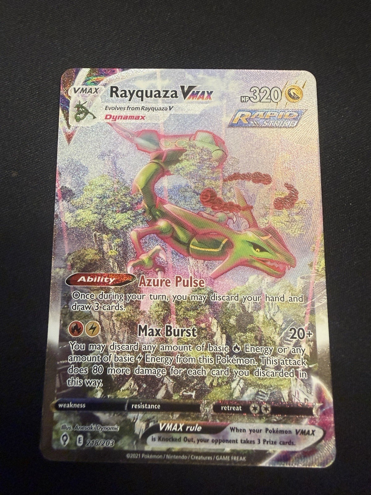 Pokemon Rayquaza VMAX 218/203 Alt Art - Evolving Skies - English ENG