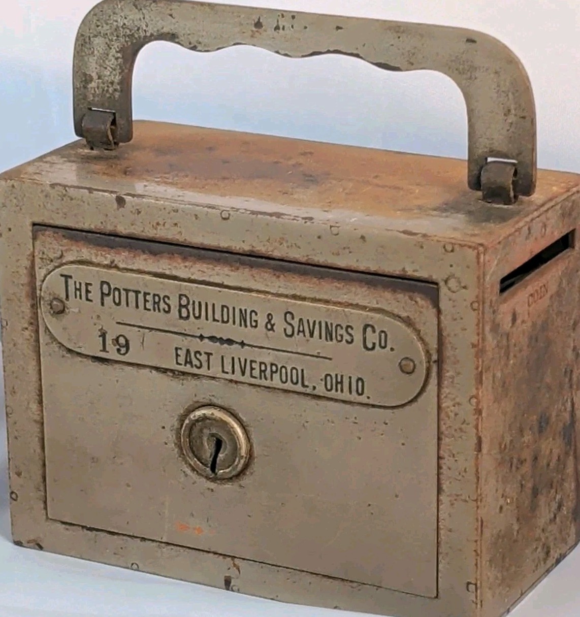 Vtg. SUITCASE BANK ADV. Potters Building & Savings Co East Liverpool OH WF Burns