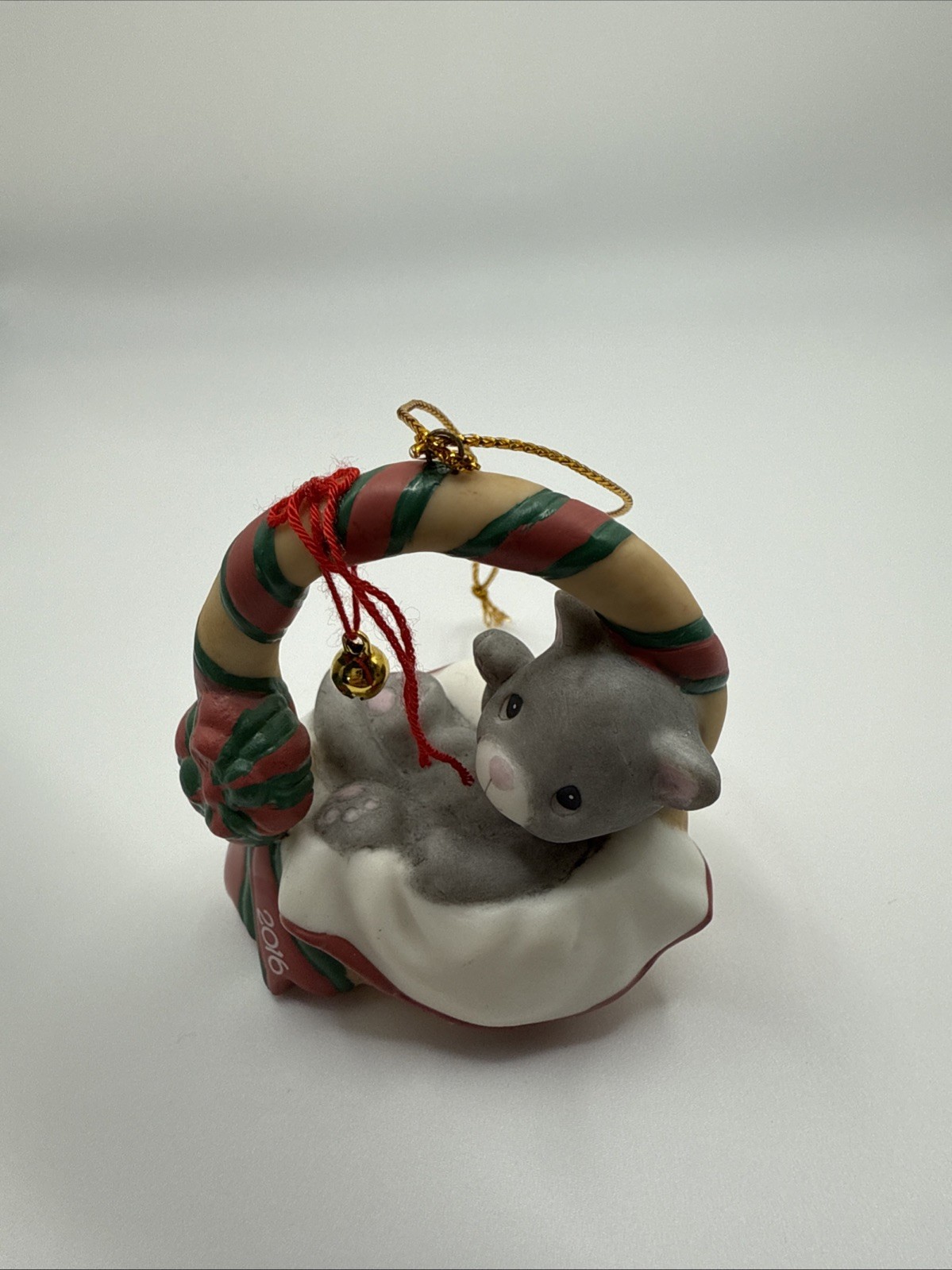 2016 Precious Moments Ornament Cat In Basket Porcelain Figurine