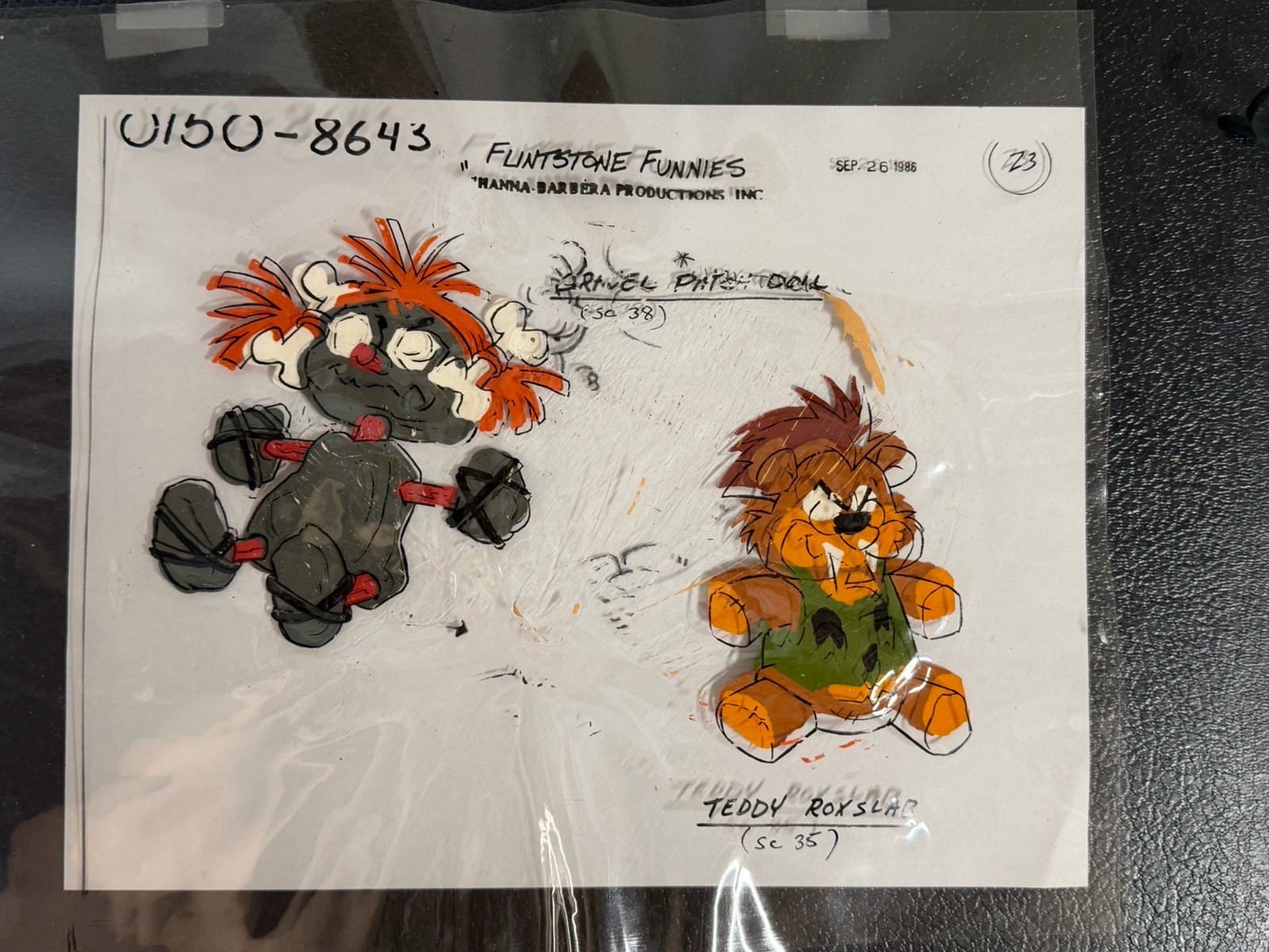 Flintstone Kids Original Production Cel 1986 Teddy Ruxspin Gravel Patch Doll