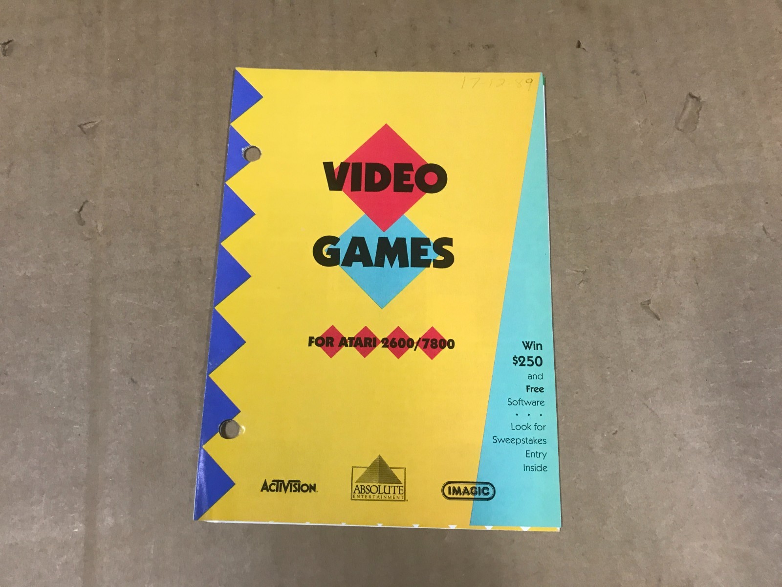 Vintage Video Games For Atari 2600/7800 - Fold-Out Brochure