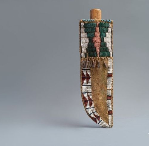 Indian Beaded Knife Cover Native American Sioux Handmade Hide Knife Sheath