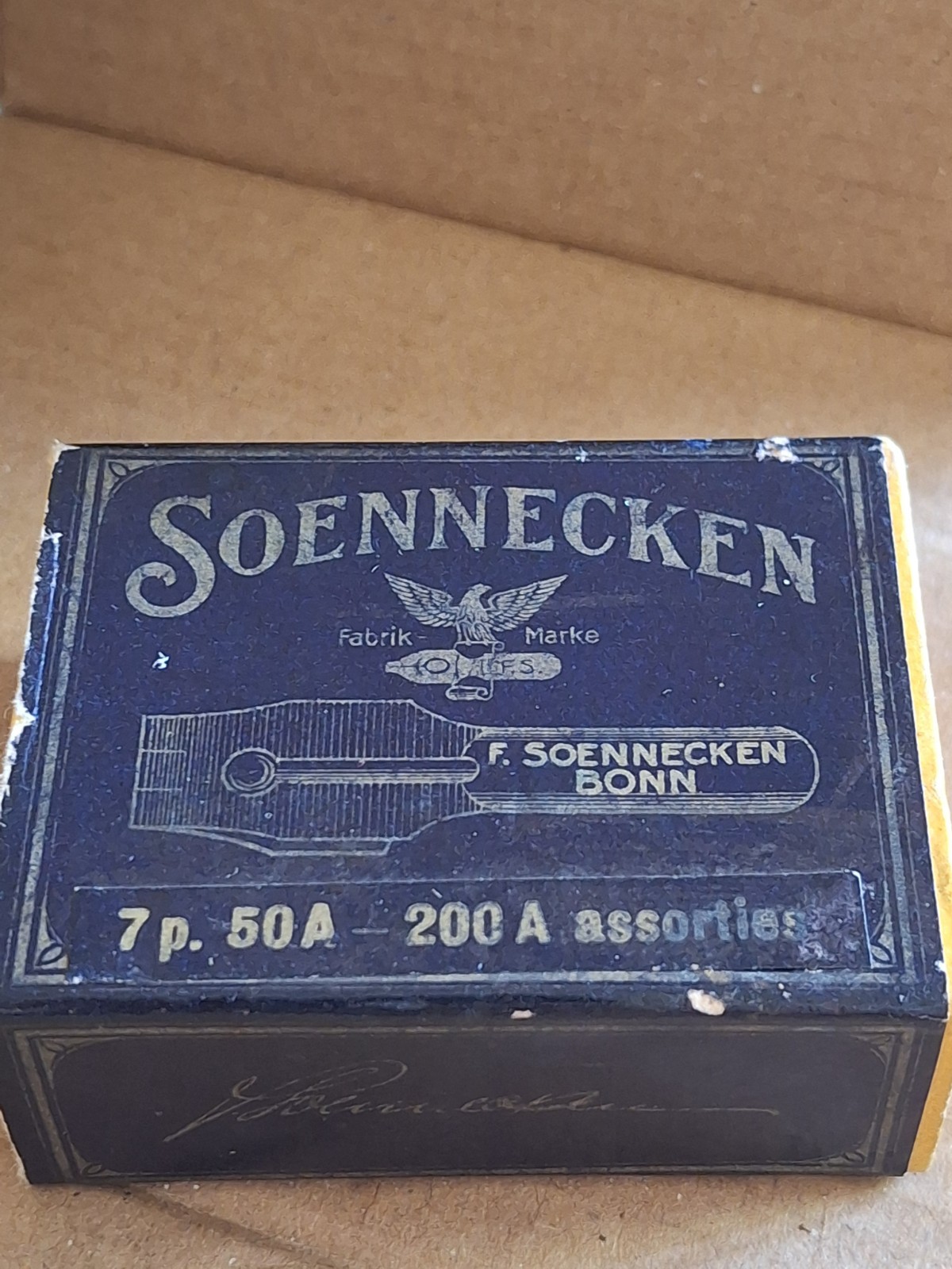Antique Box of 7 F. Soennecken Bonn Nibs For Calligraphy All Different Styles