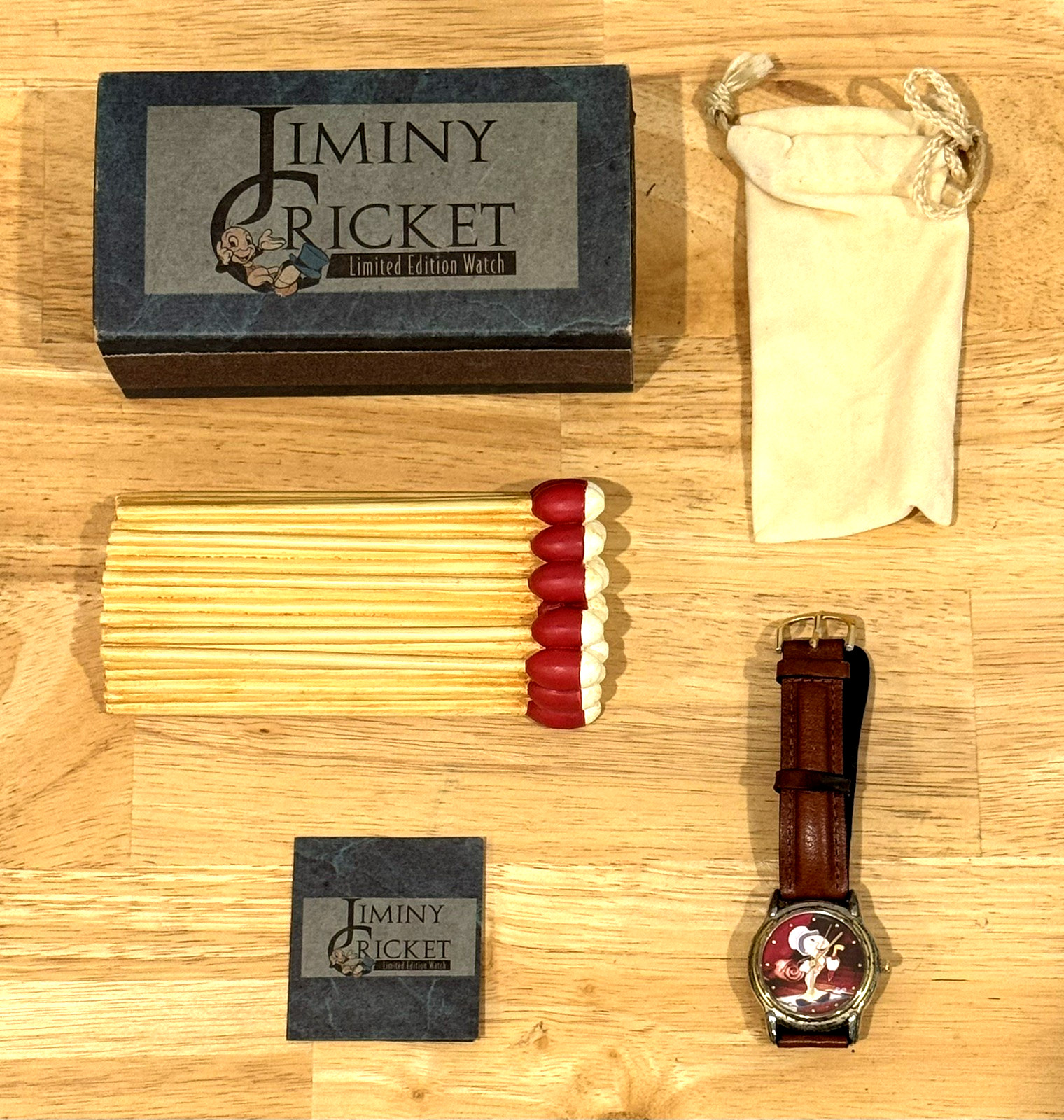 Walt Disney Jiminy Cricket Pinocchio Watch Limited Edition 1477/2000 Matchbox