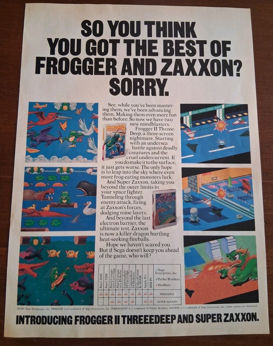 Frogger Zaxxon Computer Game Vintage Print Ad 8x11 1980s