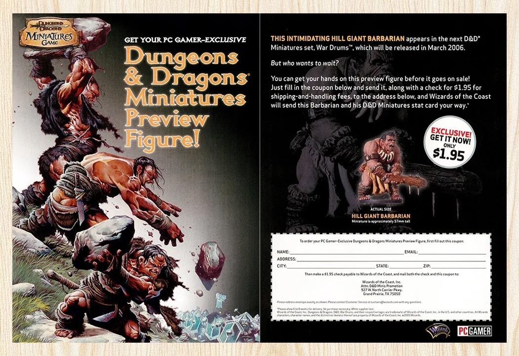 2006 Dungeons & Dragons Miniatures Hill Giant Barbarian Original Ad v5