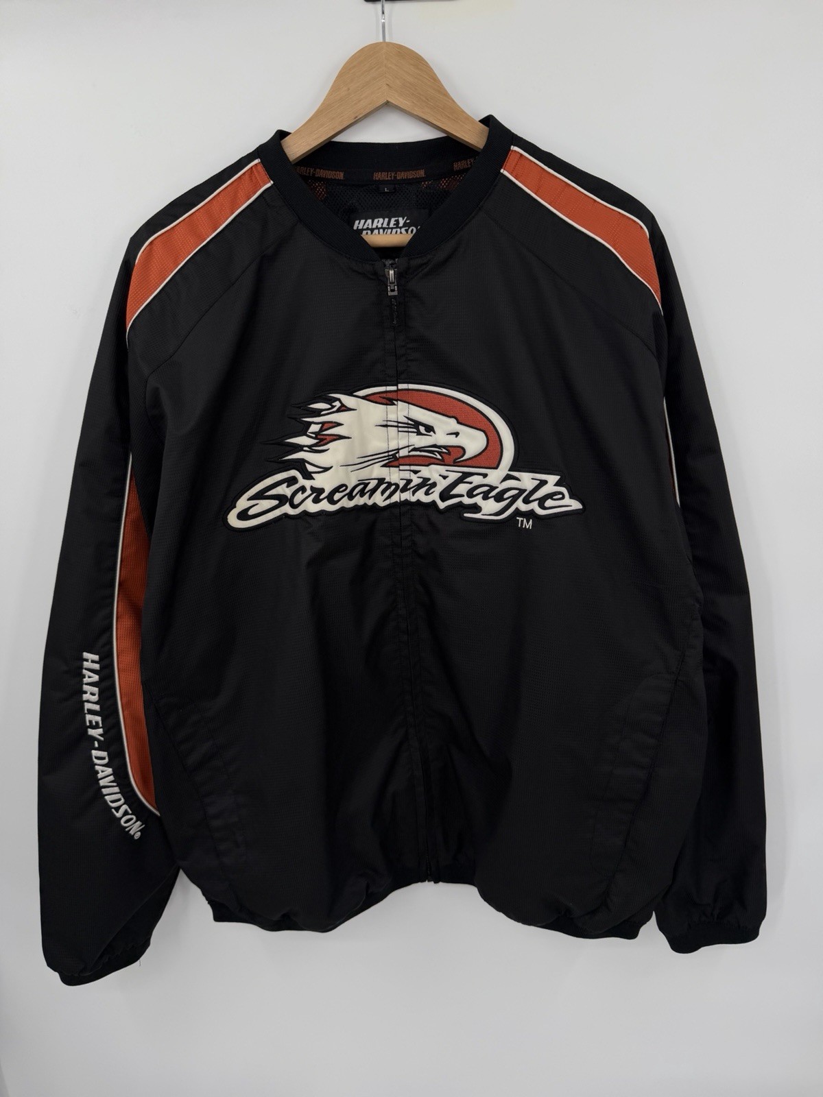 Vintage Harley Davidson Screaming Eagle Windbreaker Jacket Mens Large Racing