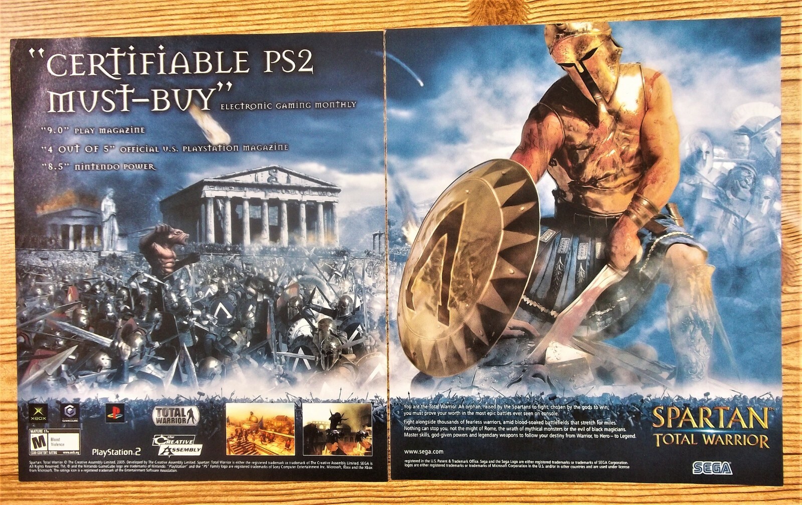 Spartan: Total Warrior PS2 Xbox GameCube 2005 Vintage Poster Ad Game Room Art