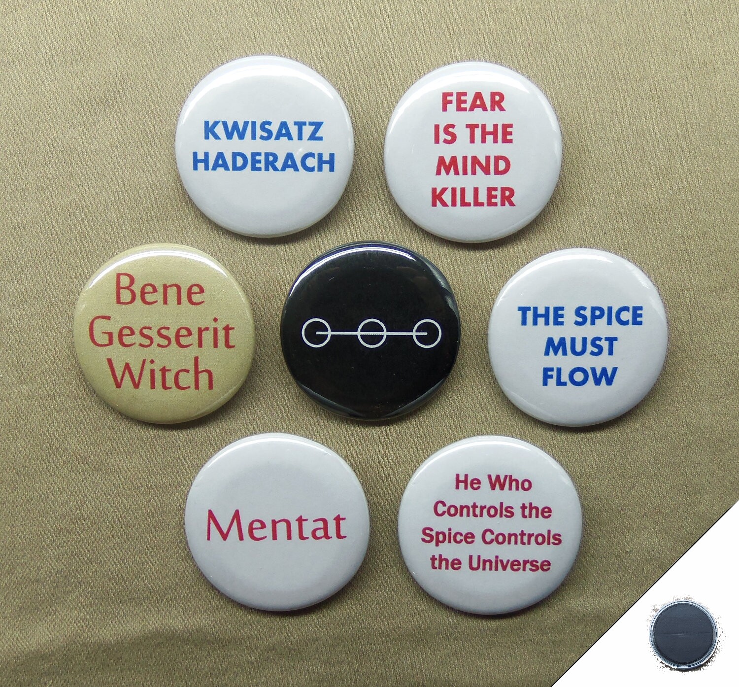 DUNE 7 Magnets 1.25” Bene Gesserit, Mentat, Kwisatz Haderach, Spice, Fear Mind