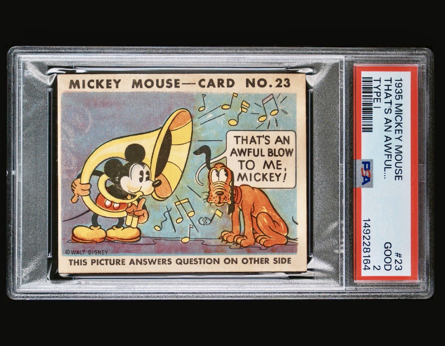 1935 Mickey Mouse Gum Card R89 TYPE 1 - #23 ULTRA RARE - PSA 2 That’s An Awful..