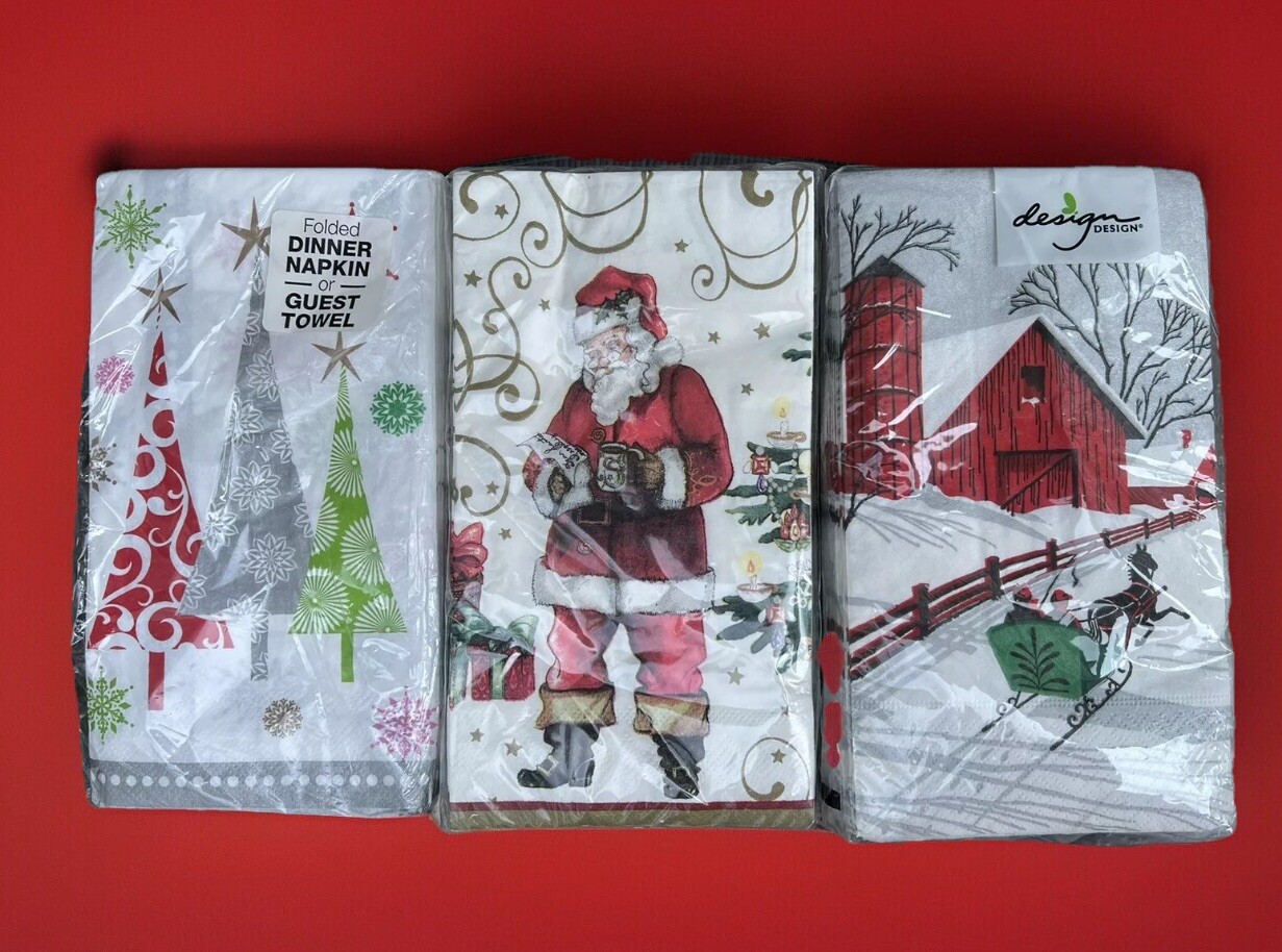 Williams-Sonoma,Party Creations,Design Paper Napkins Christmas Themed 3-Ply NEW
