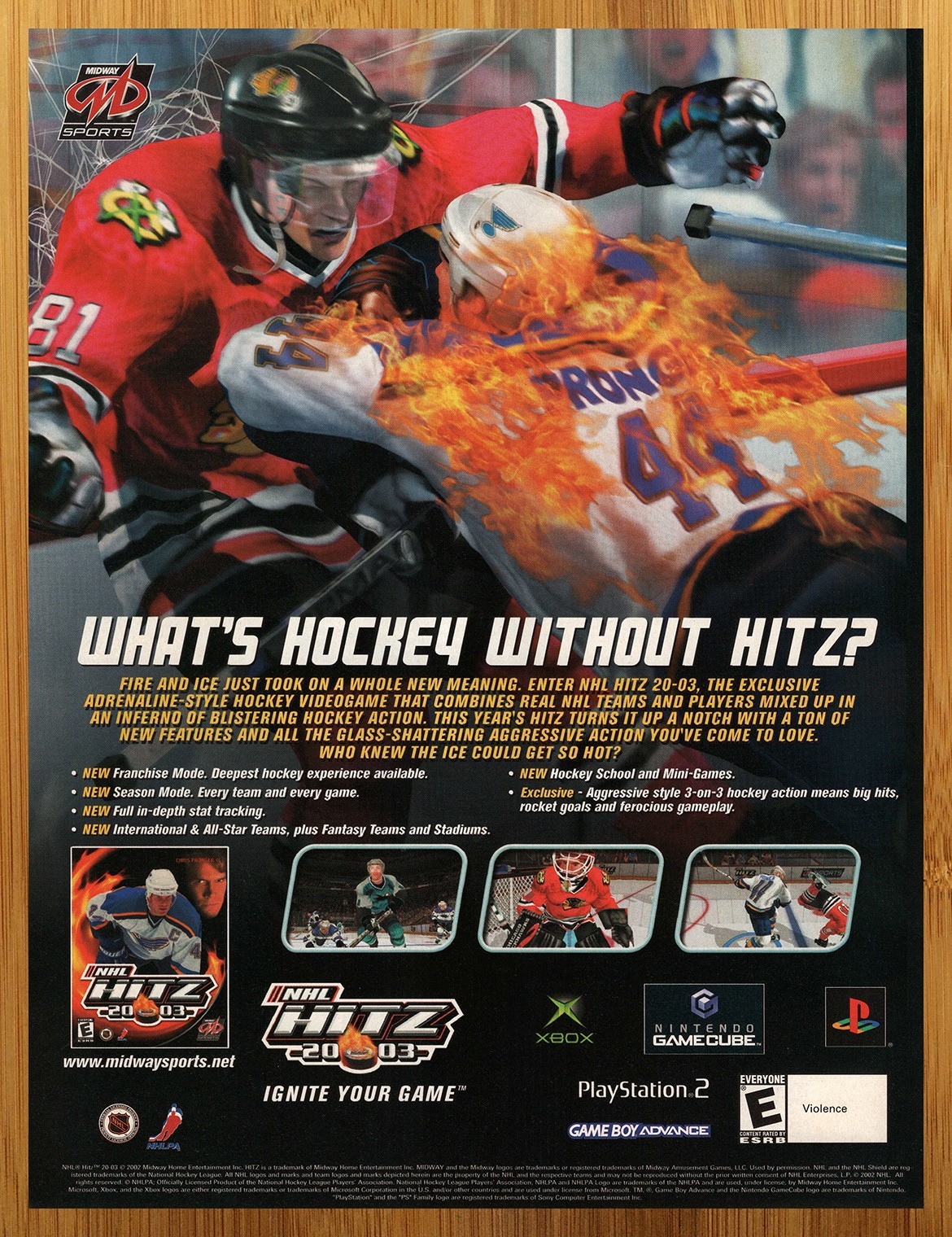2002 NHL Hitz 2003 Xbox PS2 Gamecube GBA Print Ad/Poster Hockey Video Game Art