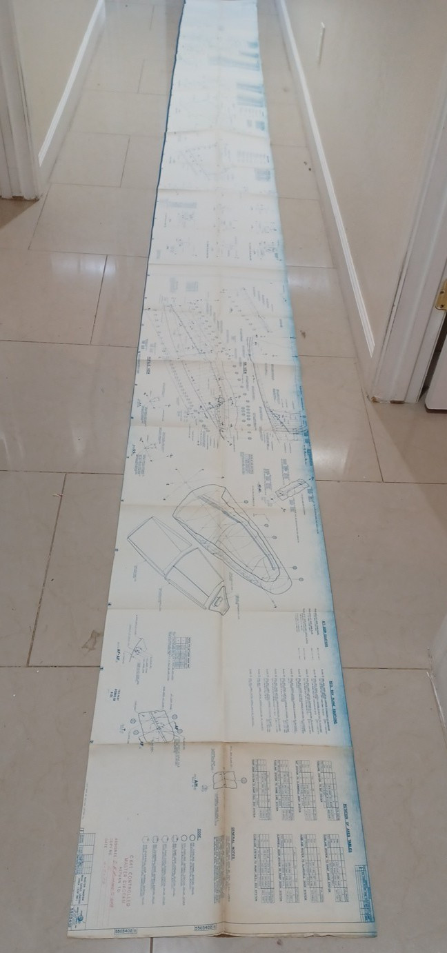1953 Master Diagram Blueprint Rear Cargo Douglas C-133 Caudron Aircraft JRR37