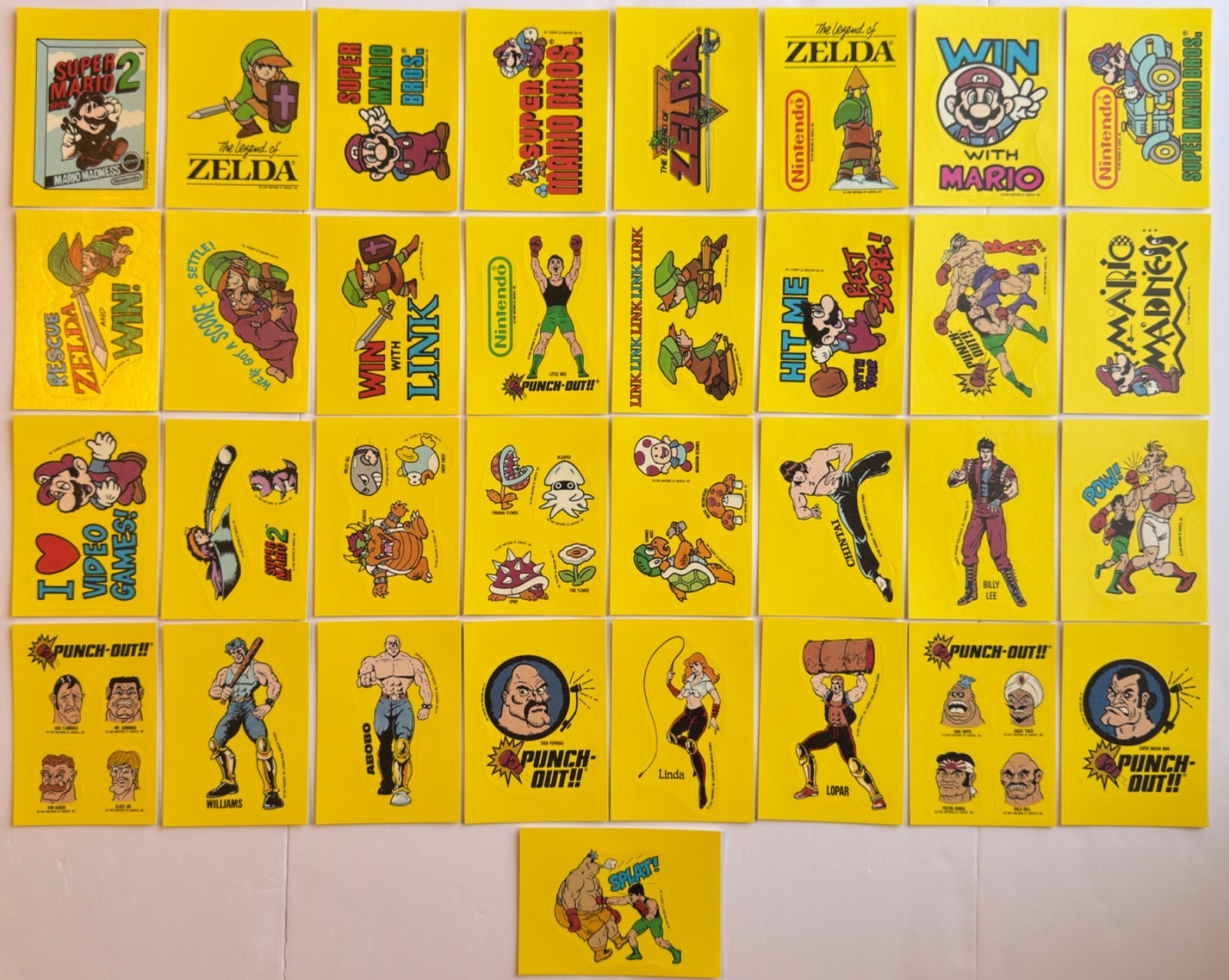 1989 Topps Nintendo Game Packs Complete 33 Sticker Set Mario Zelda Link