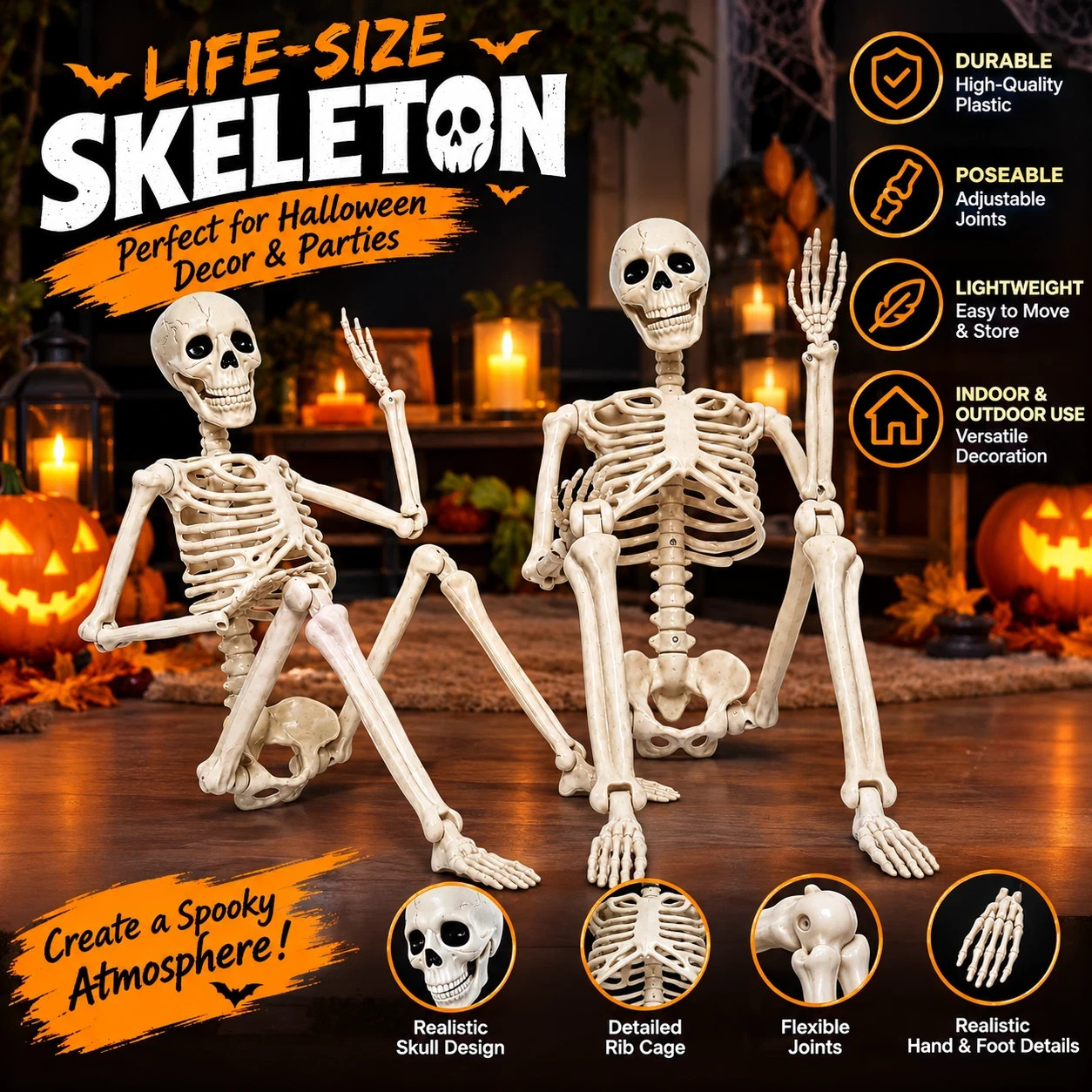 2 Pack Halloween Skeleton 40cm/15.7
