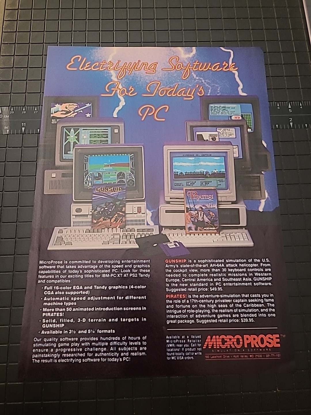 Gunship Pirates Micro Prose Computer Software 1988 Vintage Print Ad 8x11