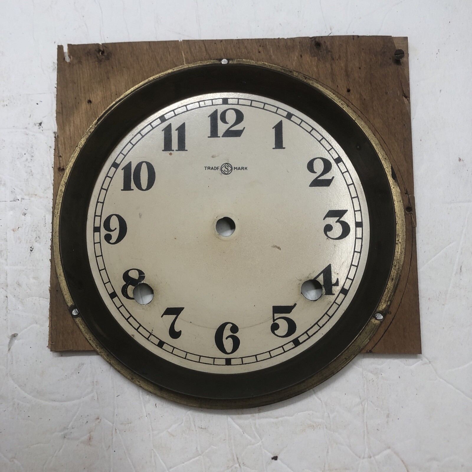 Vintage Antique Unmarked Wall  Clock Face Trademark S  PARTS REPAIR