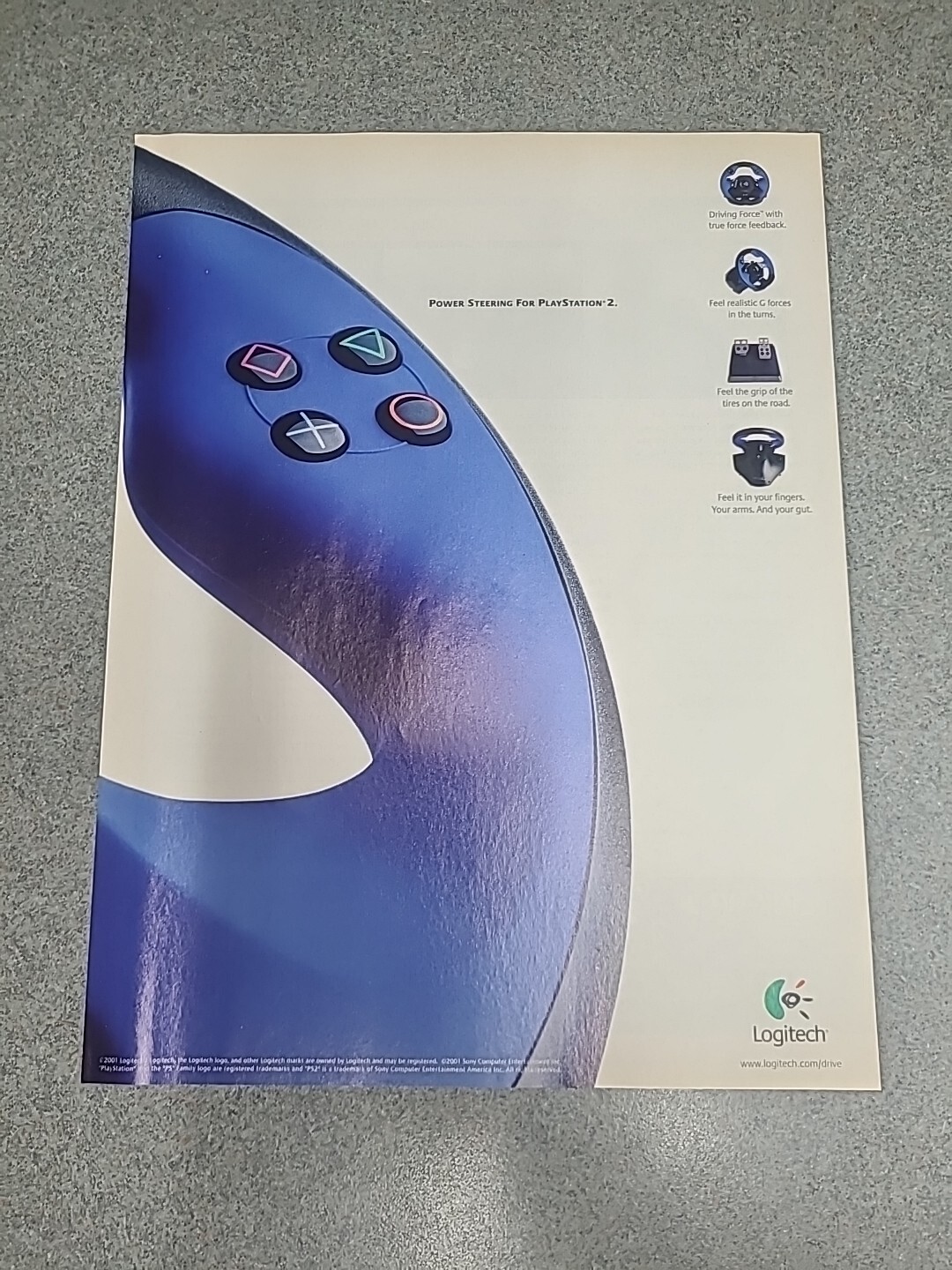 Logitech Power Steering Playstation 2 Game Print Ad 2001 8x11 Great To Frame 