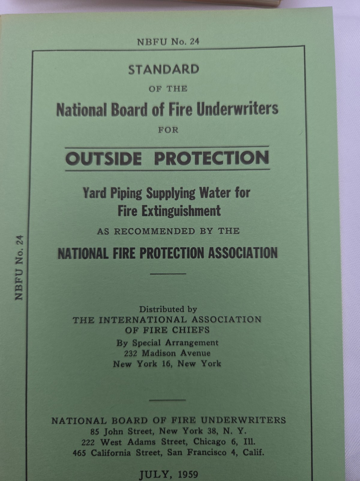 1959 NBFU No. 24 Outside Protection Yard Piping Fire Extinguishment Manual 40pp