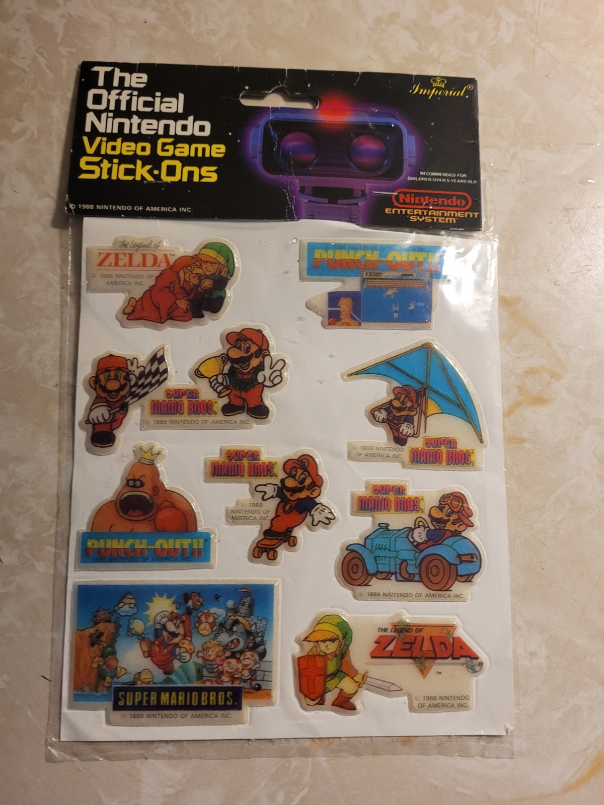 NOS 1988 Nintendo Sticker Sheet Zelda Super Mario Punch-Out Imperial Vintage