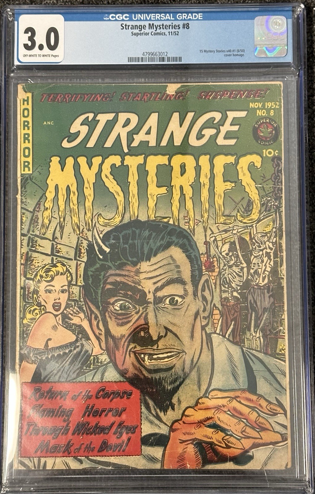Strange Mysteries #8 CGC 3.0 Superior November 1952