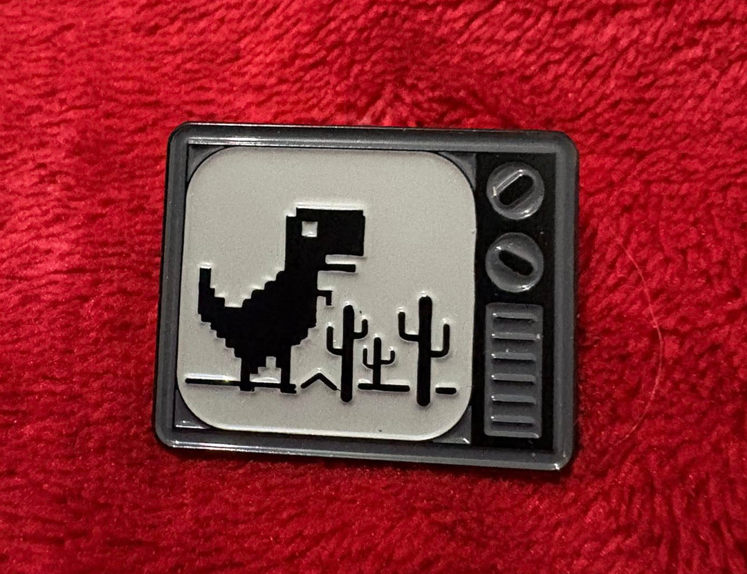 PIXEL DINOSAUR enamel pin - retro video game -  