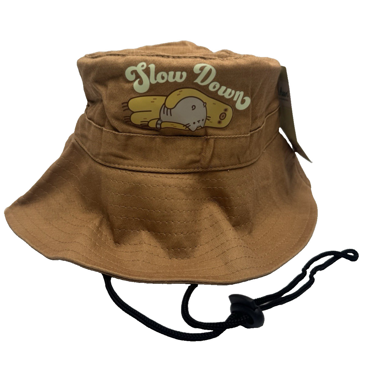 Pusheen Box Sun Bucket Garden Hat with Strap “Slow Down” Cat & Sloth Spring 2022