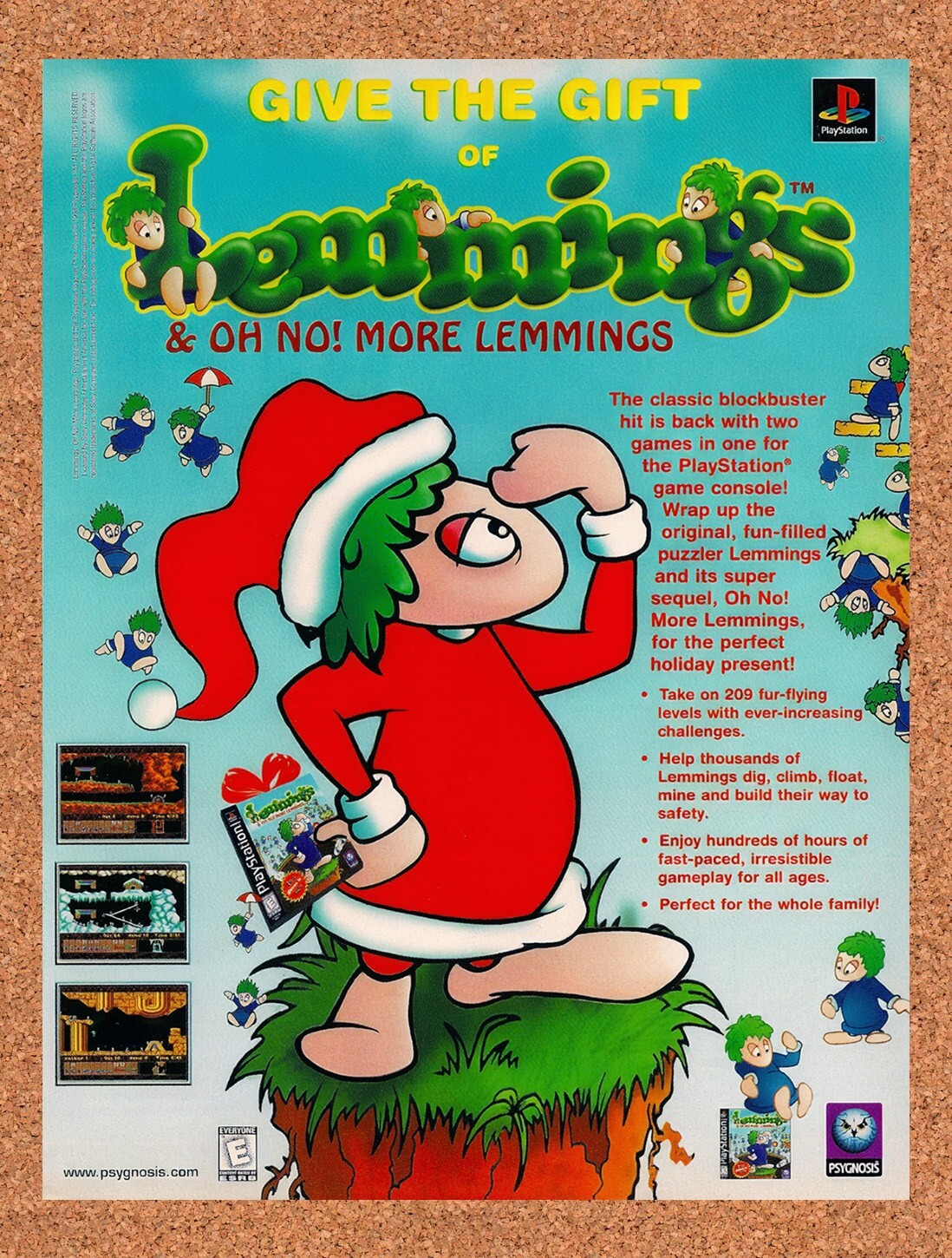 1997 Lemmings Christmas Original Advertisement / Retro Wall Art v5