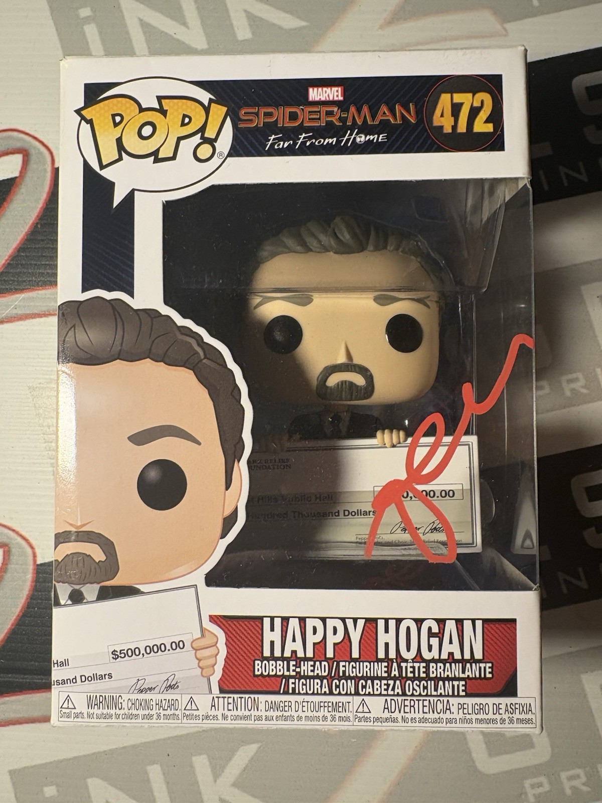 Happy Hogan signed Funko Pop by Jon Favreau Autograph - Spiderman ACOA Grogu
