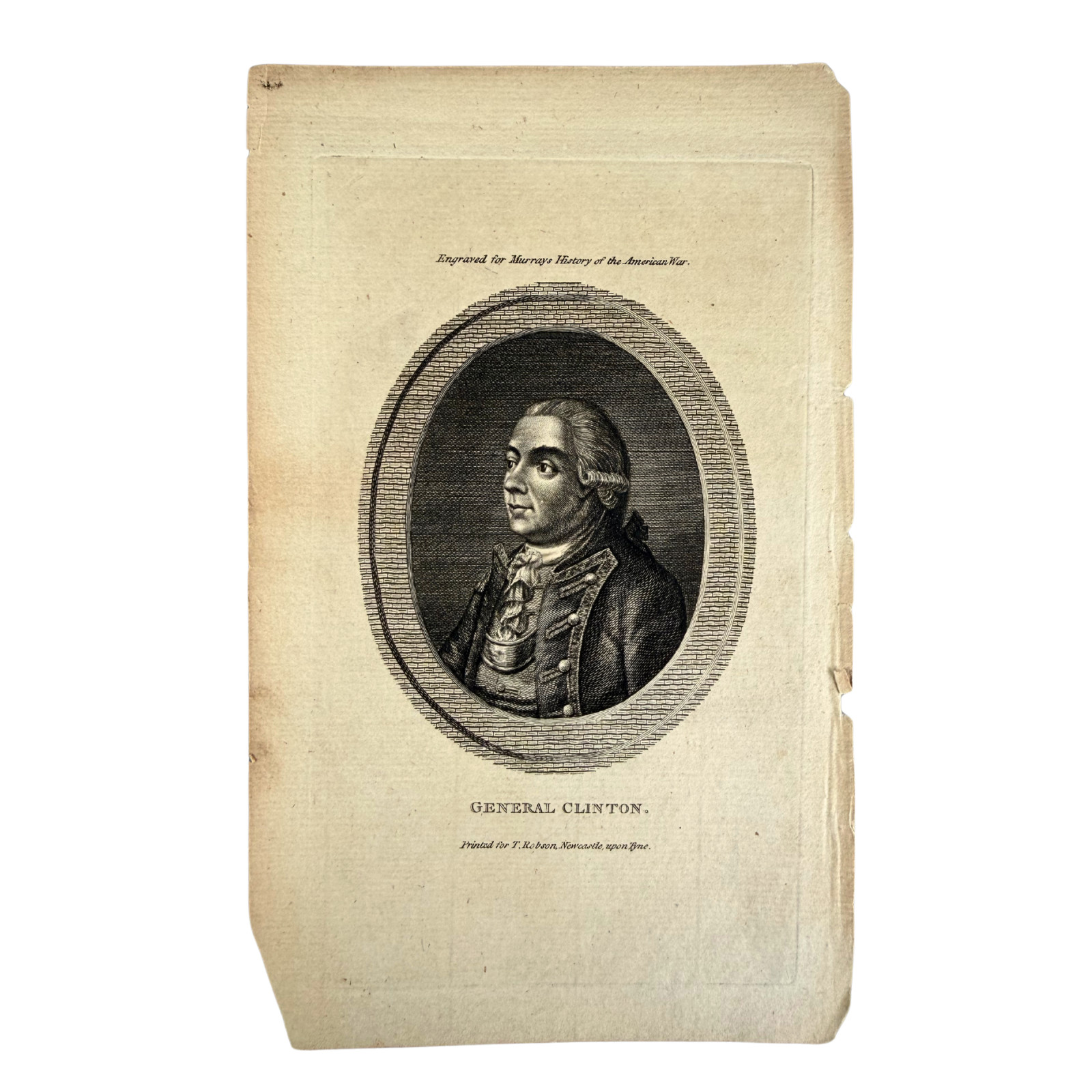 General Sir Henry Clinton Engraved Portrait – American Revolutionary War