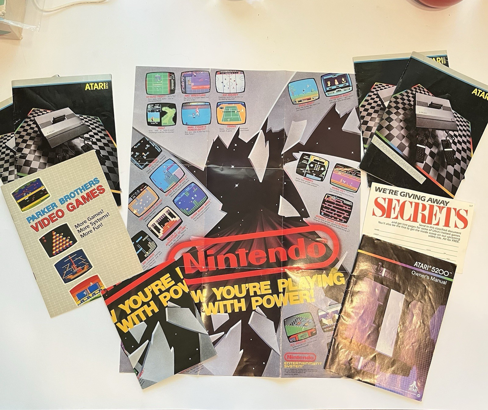Video Game Ephemera Lot Atari 5200 Owners Manual Atari Inserts Nintendo Posters