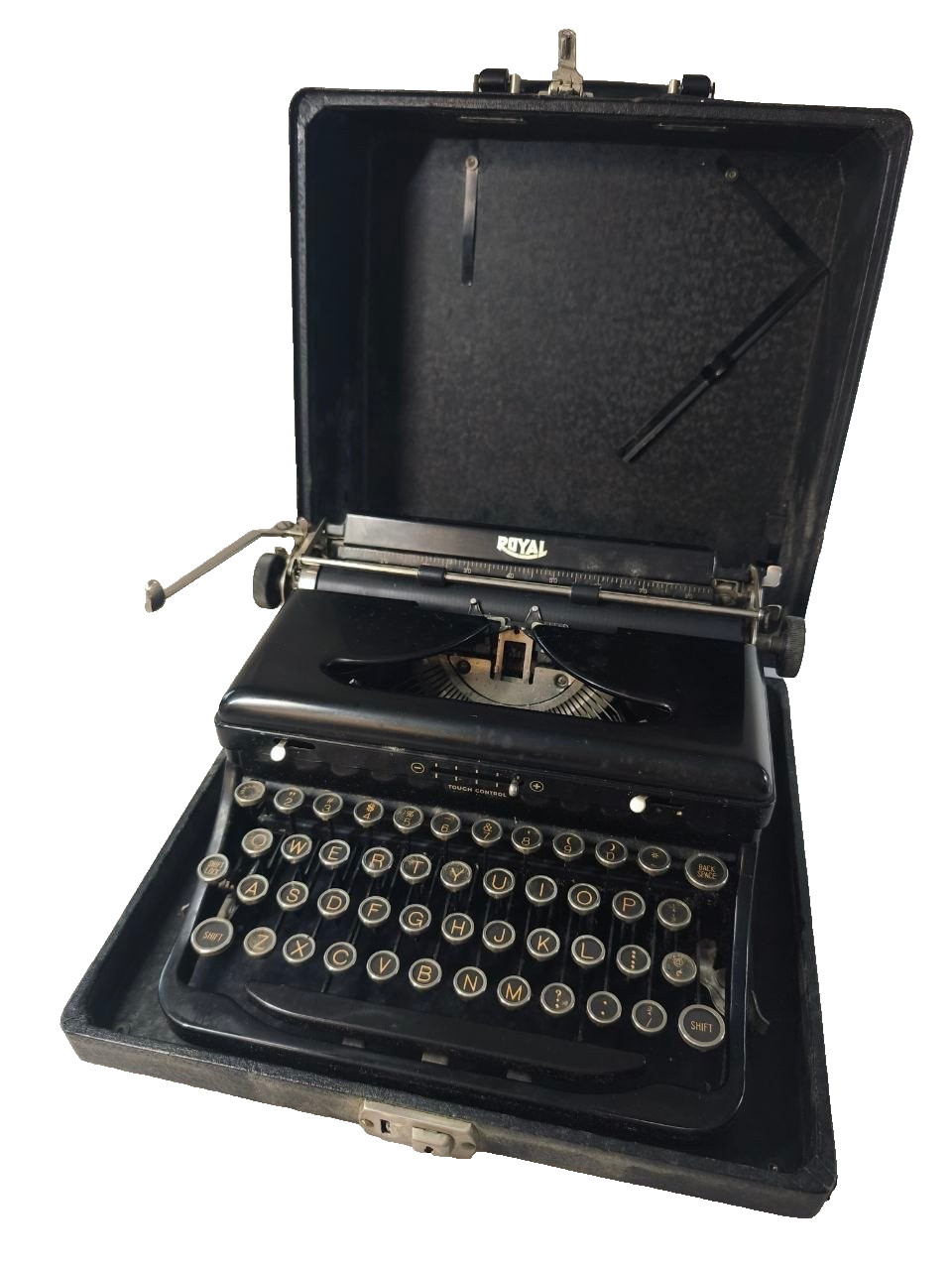 Royal  1930 Portable Typewriter Black Matte w/ Case - BROKEN LATCH / LOCK