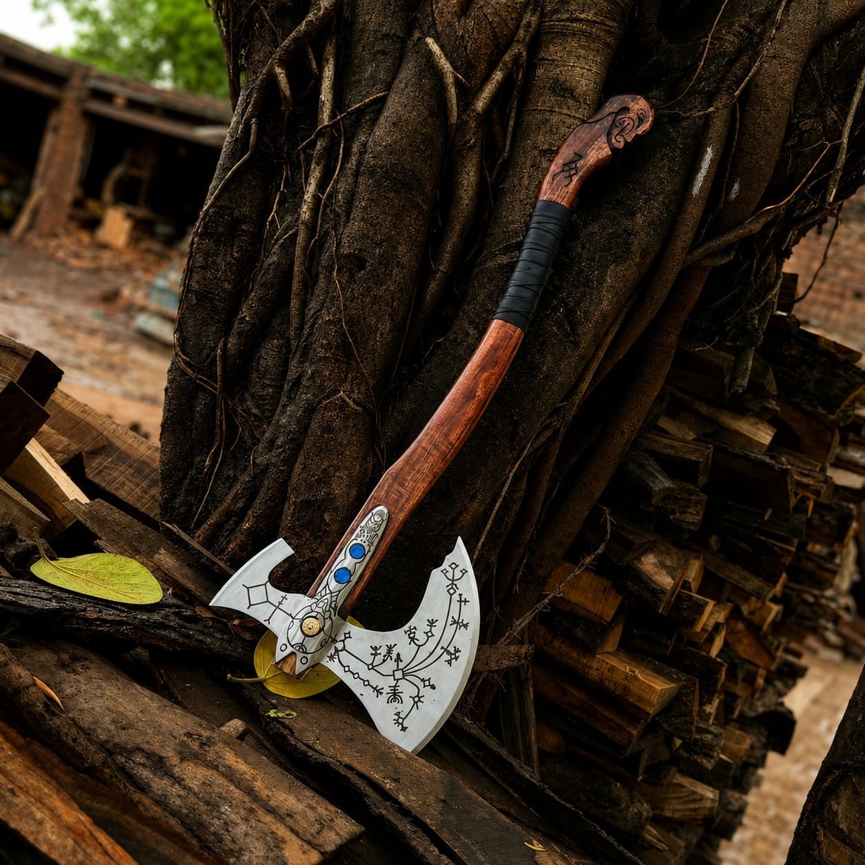 Custom Hand Forged God Of War Kratos Axe With Sheath