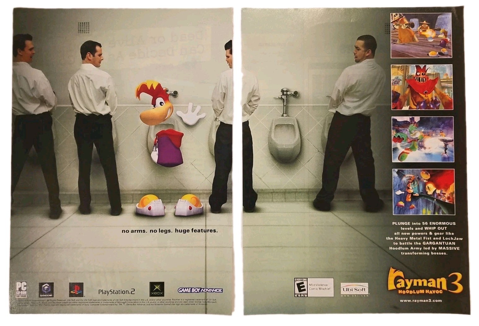 2003 Rayman 3: Hoodlum Havoc PS2 Xbox Gamecube Original 2pg Print Ad 10.5
