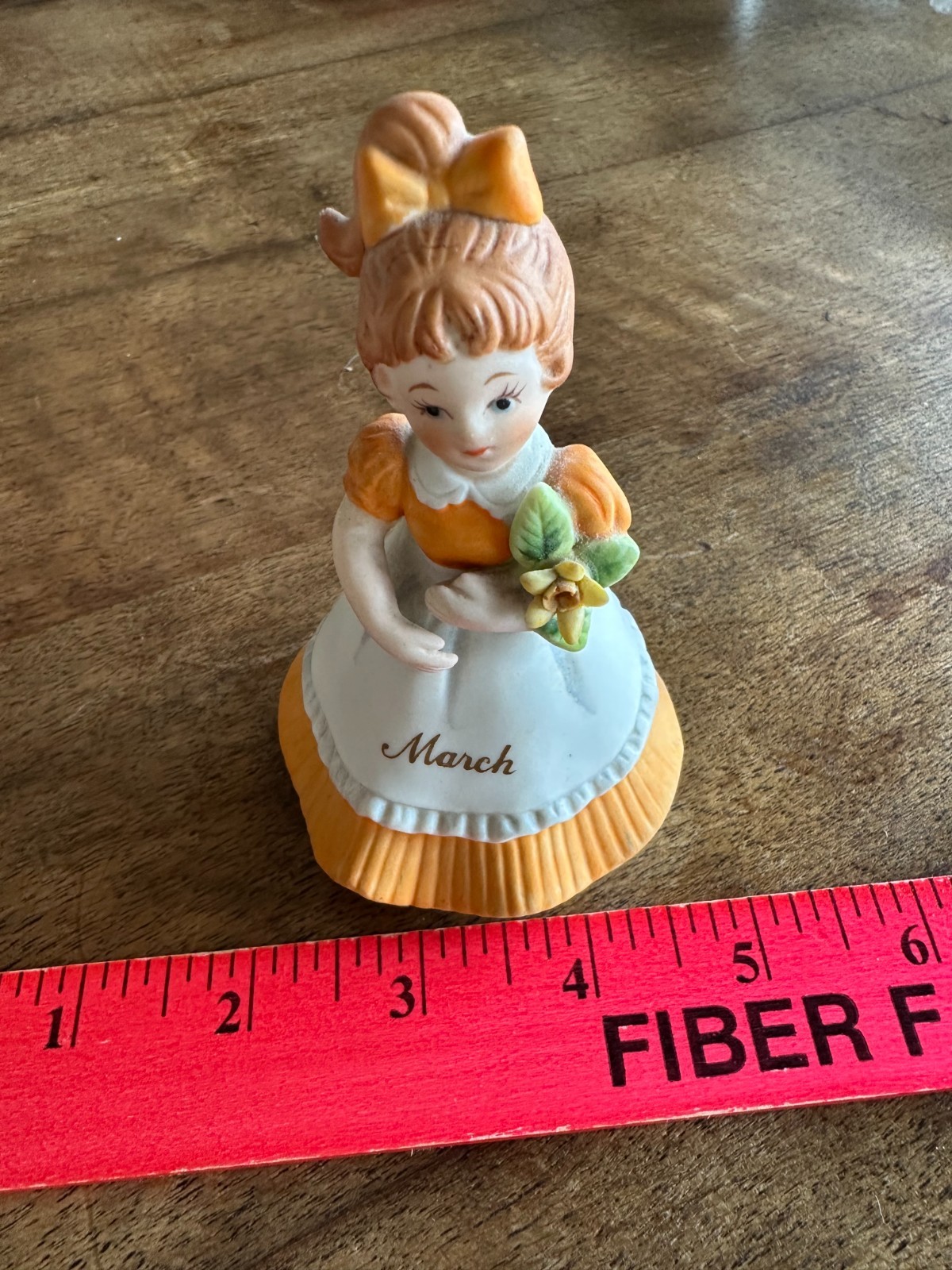Lefton Porcelain Ceramic March Girl of the Month Vintage Figurine with Flower