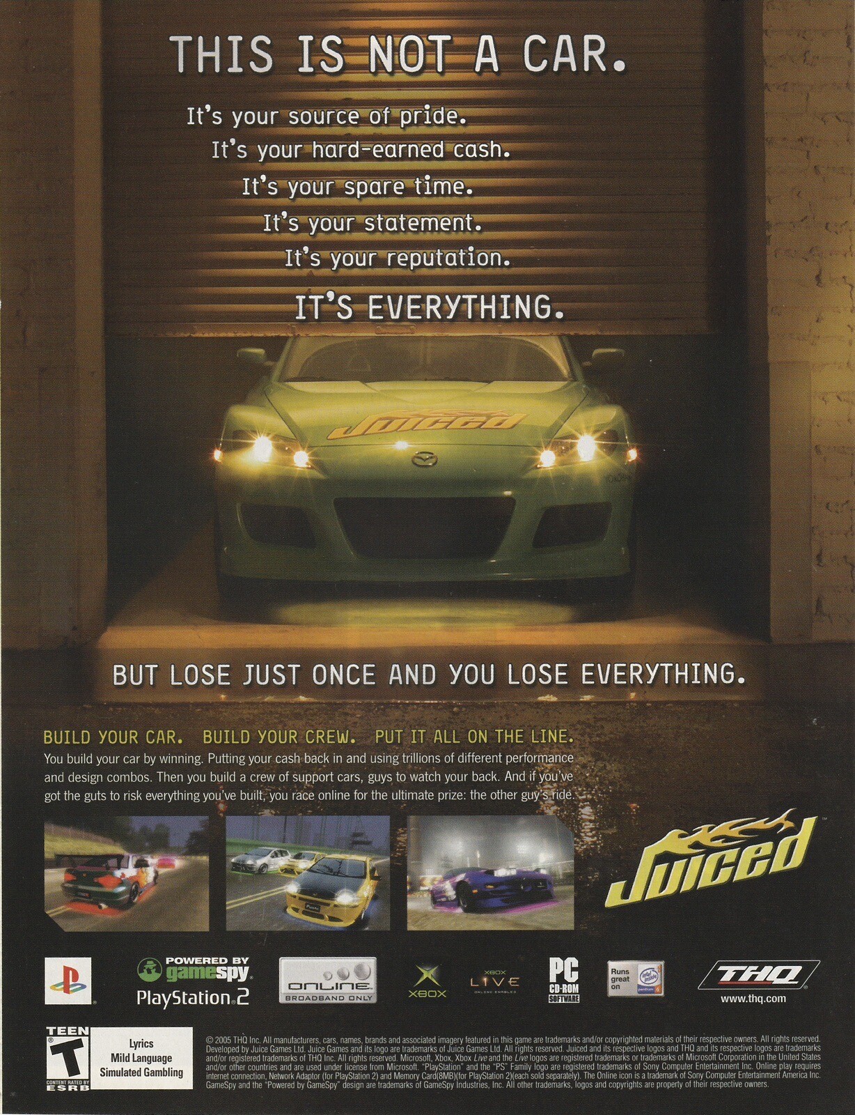 VTG 2005 Juiced Debut Original PS2 Playstation Print Ad Art 20x26cm XBOX GPM 202
