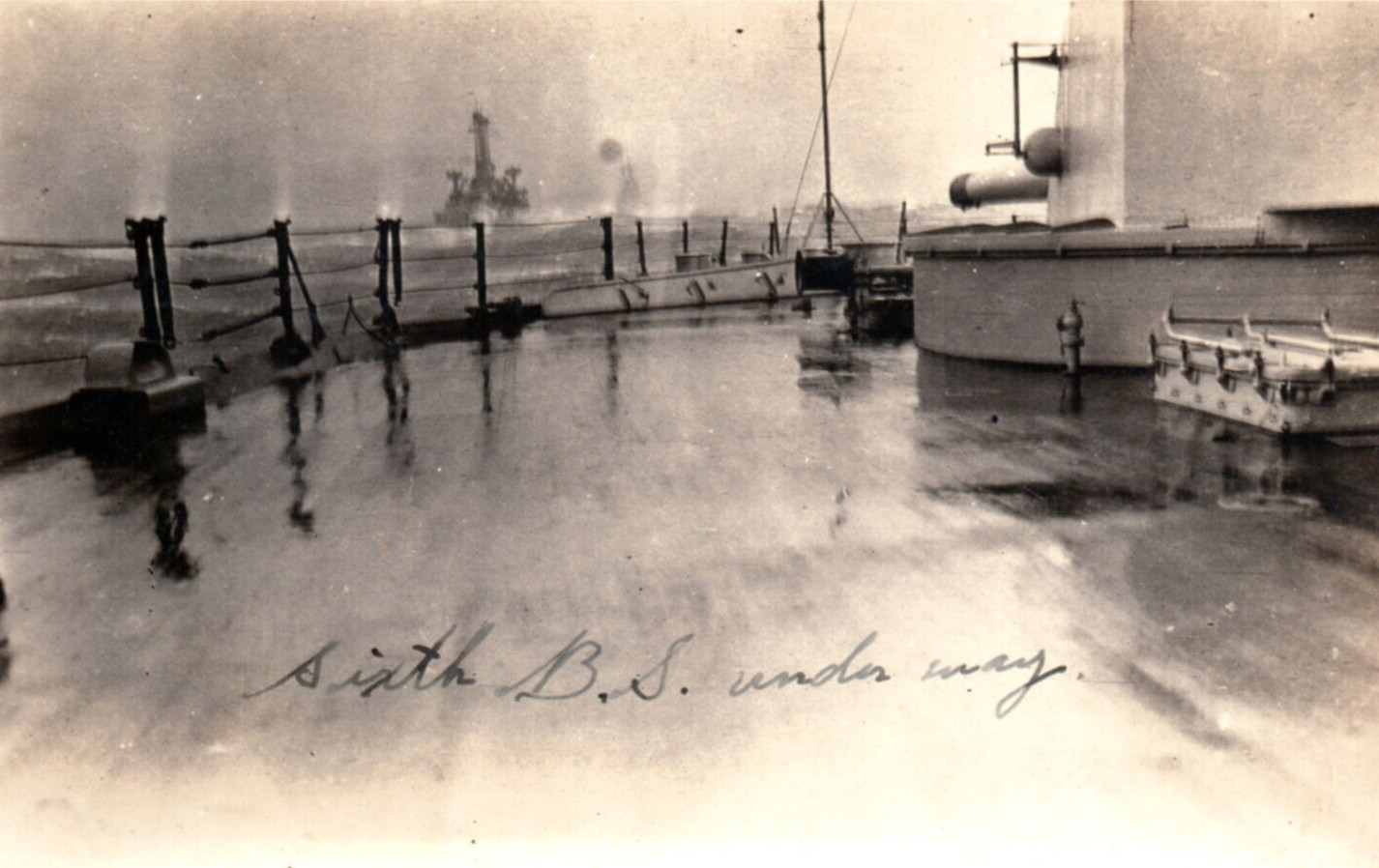 WWI Navy Battle Squadron Battleship RPPC Real Photo Postcard