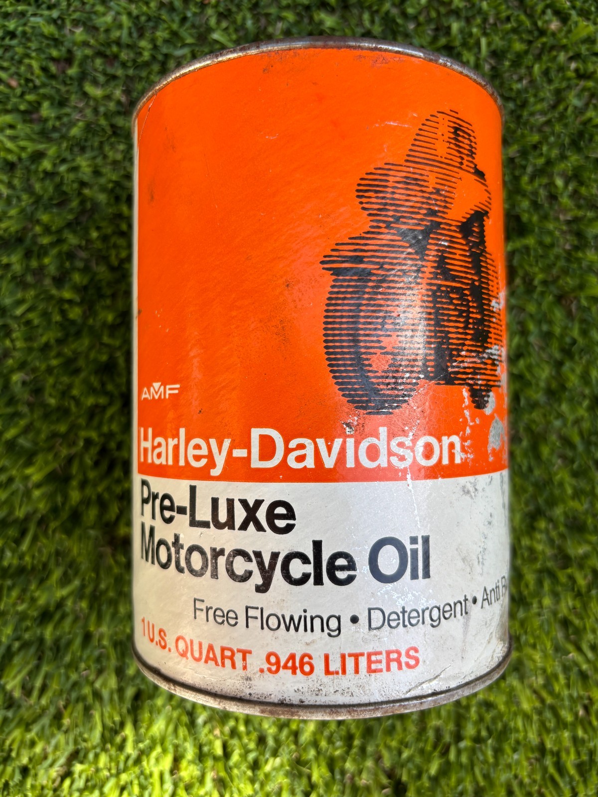 Vintage AMF Harley-Davidson Pre-Luxe SAE 60 Motorcycle Oil 1 Quart can FULL SEAL