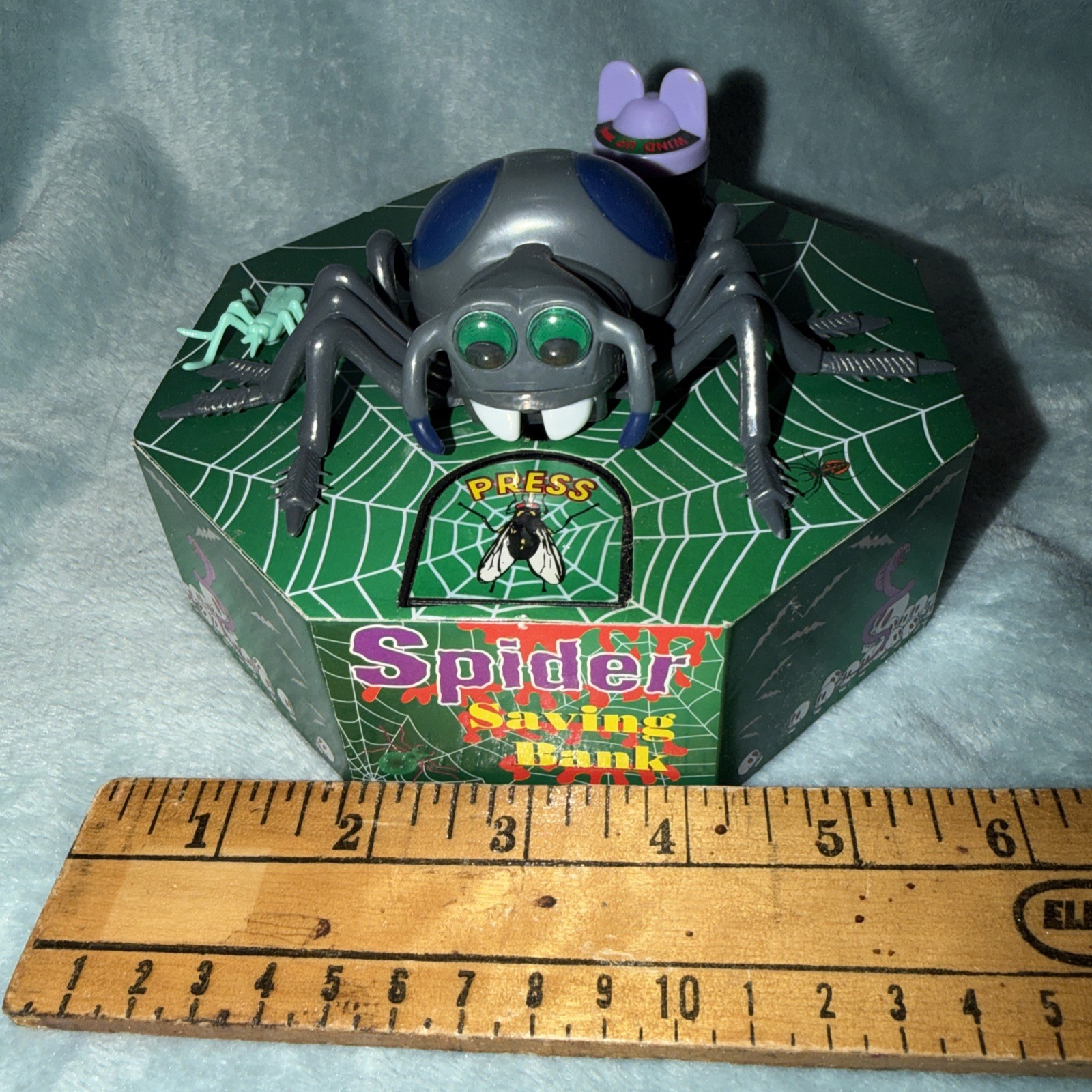 Vintage 1998 Wind Up Spider Savings Bank Tested & works. New W/Box NOS Halloween