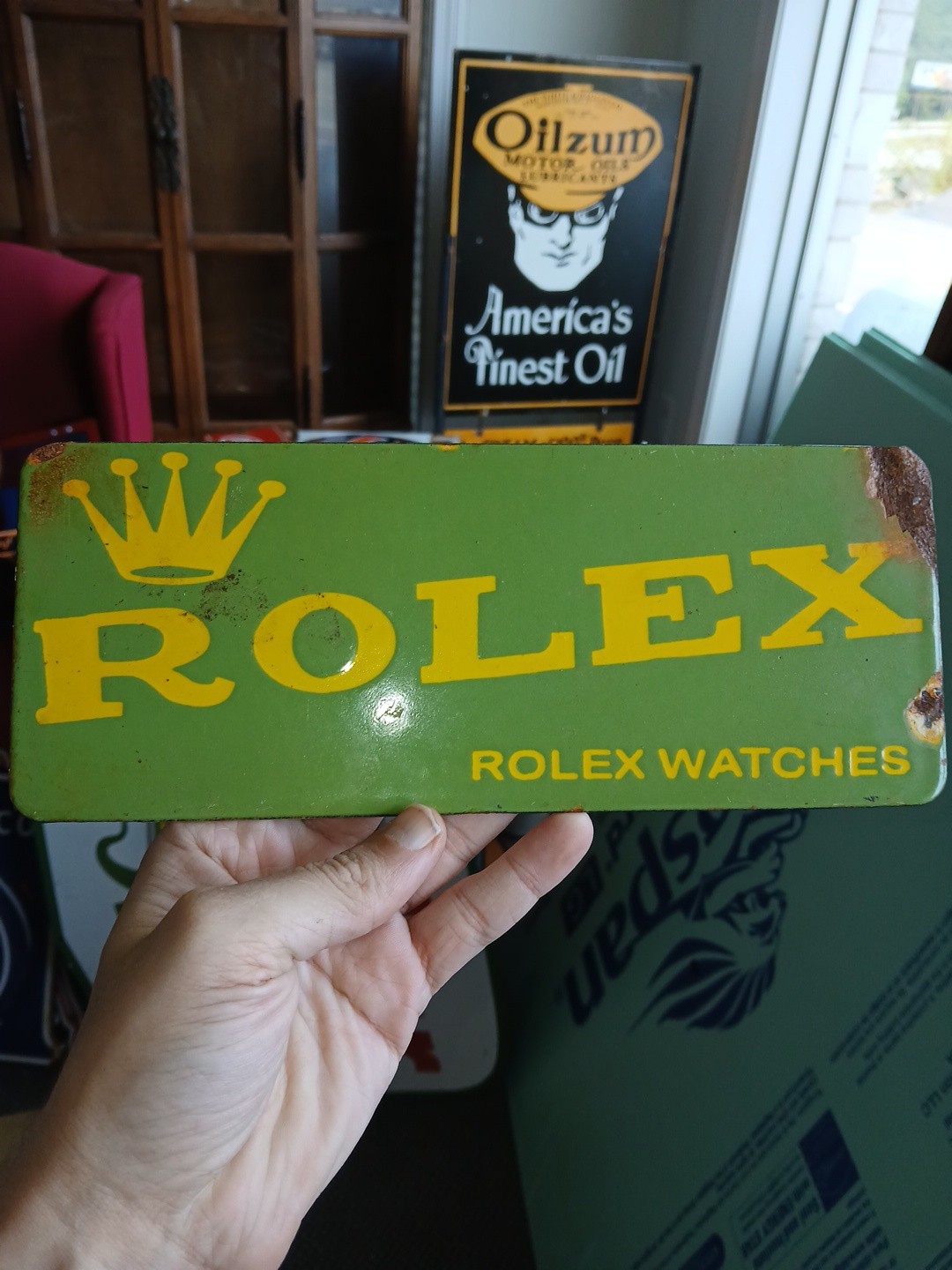 RARE VINTAGE ROLEX WATCHES PORCELAIN SIGN SERVICE SALES ADVERTISING DEPARTMENT