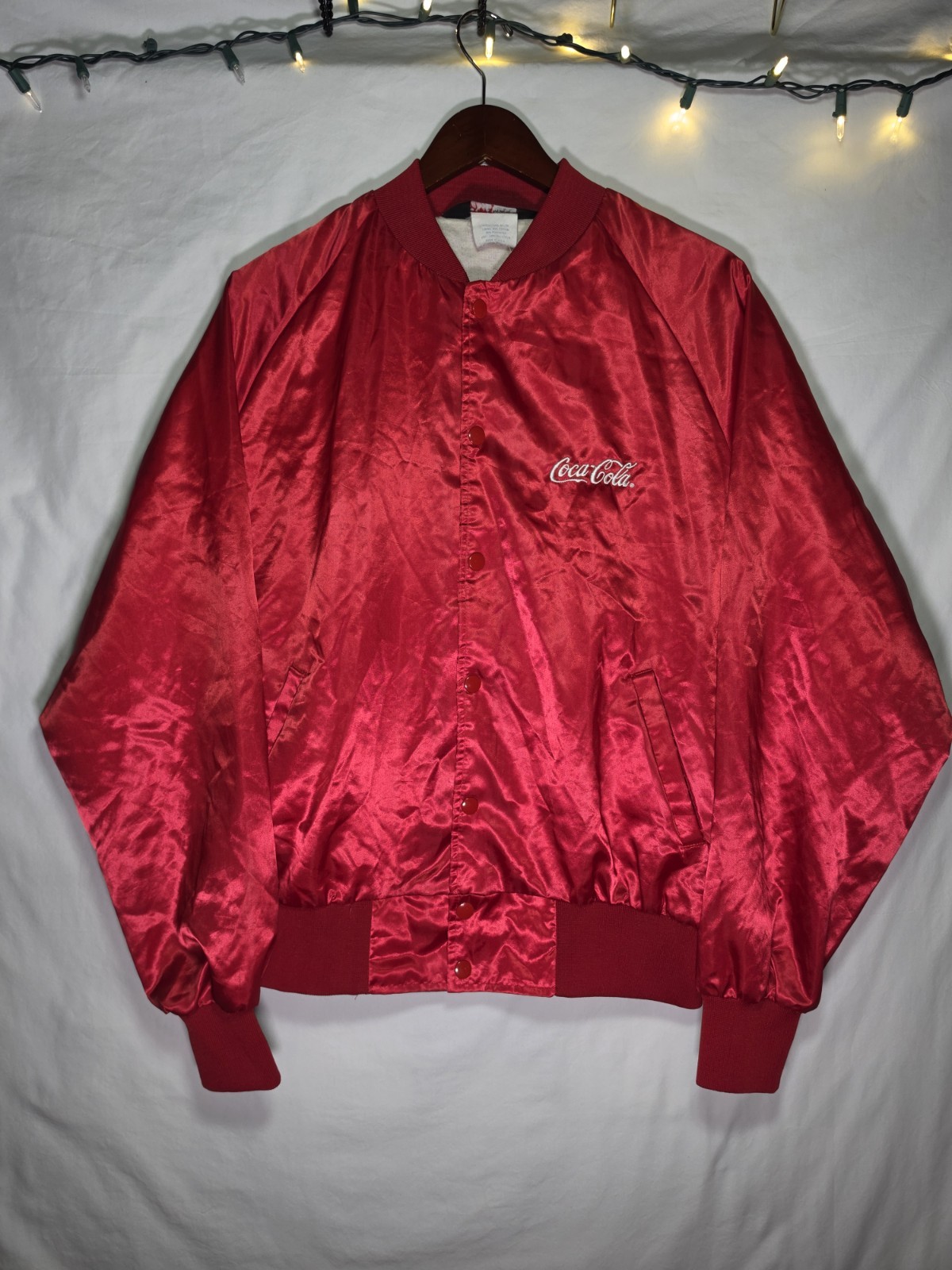 Vintage SPORTSMASTER  Red Coca Cola Windbreaker Size Large Made In USA *Unique*