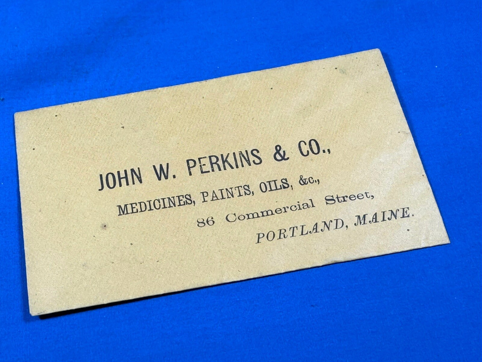 C.1885 Envelope John W. Perkins & Co. Portland, ME ~ Medicines, Paints, Matches