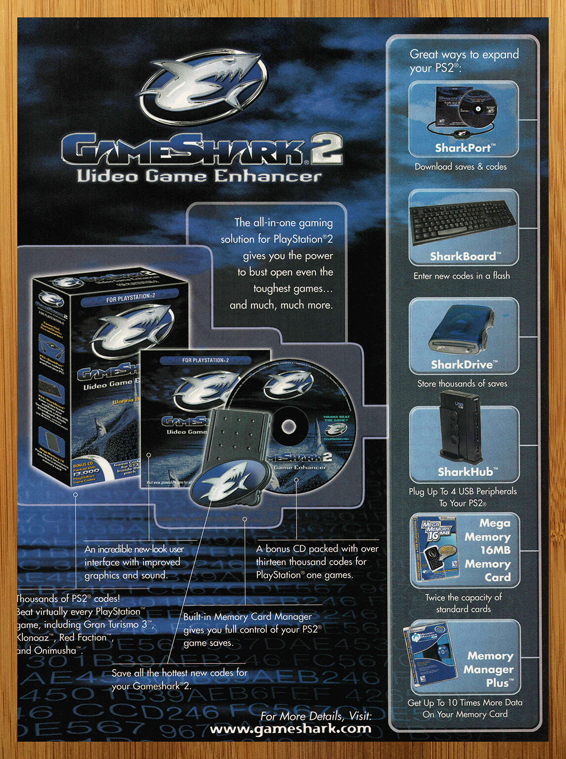 2002 Gameshark 2 PS2 Playstation 2 Vintage Print Ad/Poster Authentic Promo Art