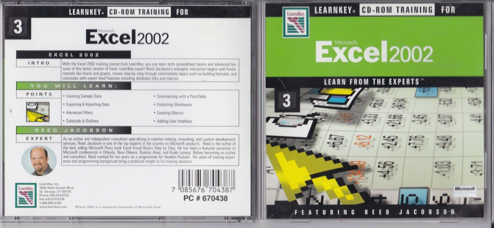 Vintage Microsoft Excel 2002 Featuring Reed Jacobson (PC CD-ROM, 2001)