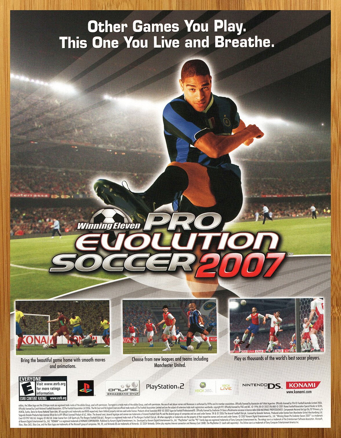 2007 Pro Evolution Soccer PS1 PS2 Xbox 360 Nintendo DS Print Ad/Poster Promo Art